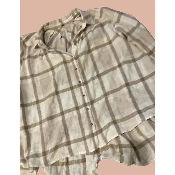 Large Free People Plaid Shirt | Boho Indie Maximalist Top - Picture 4 of 4